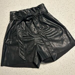Black Faux Leather Women Shorts